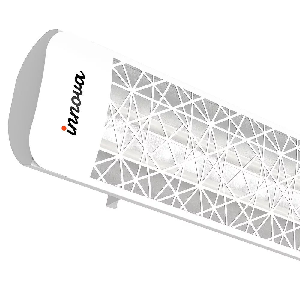 Innova-6000 Watt Electric Infrared Dual Element Heater-208 Voltage-White Finish-Astra Decorative Fascia-Outdoor Wall Mount Electric Heater-EF60208W4