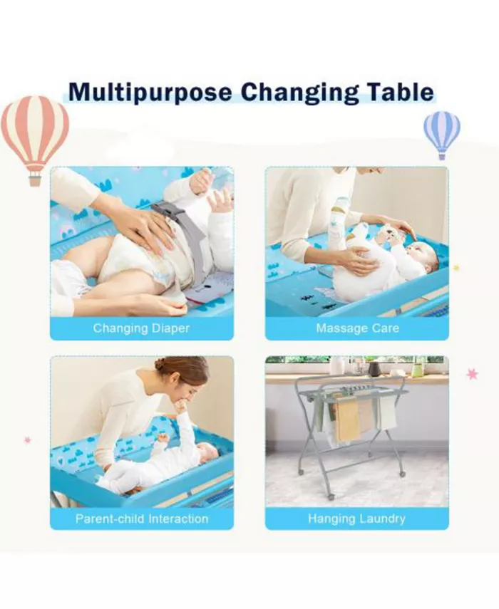 Slickblue Baby Changing Table with Safety Belt and 4-side Defense