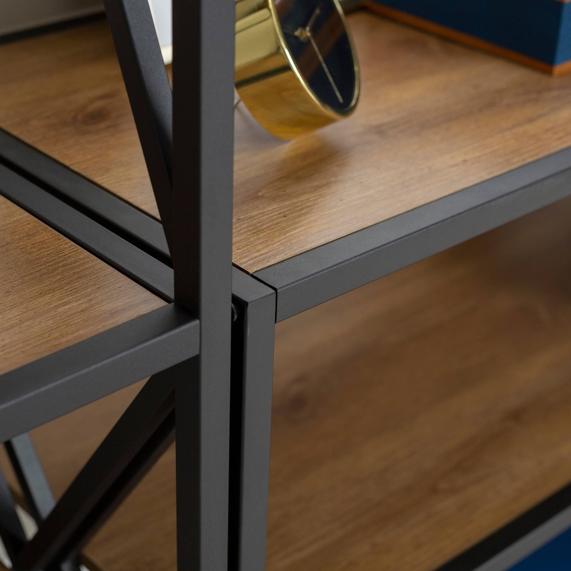 Carbon Loft Hattie 3-Piece X-Frame Entertainment Wall - Slate Grey / Black Metal