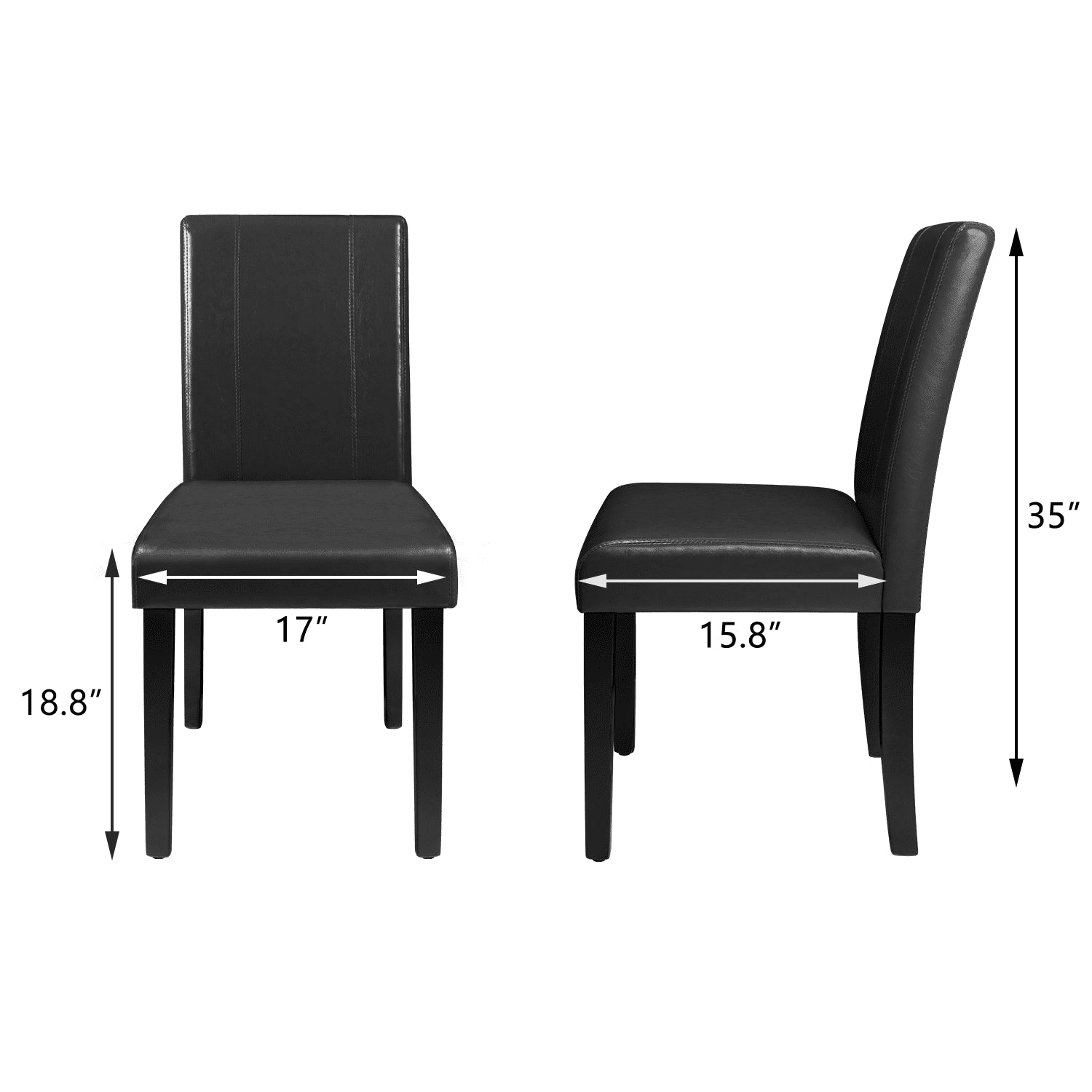 Lacoo Set of 4 Urban Style PU Leather Dining Chairs with Wood Legs