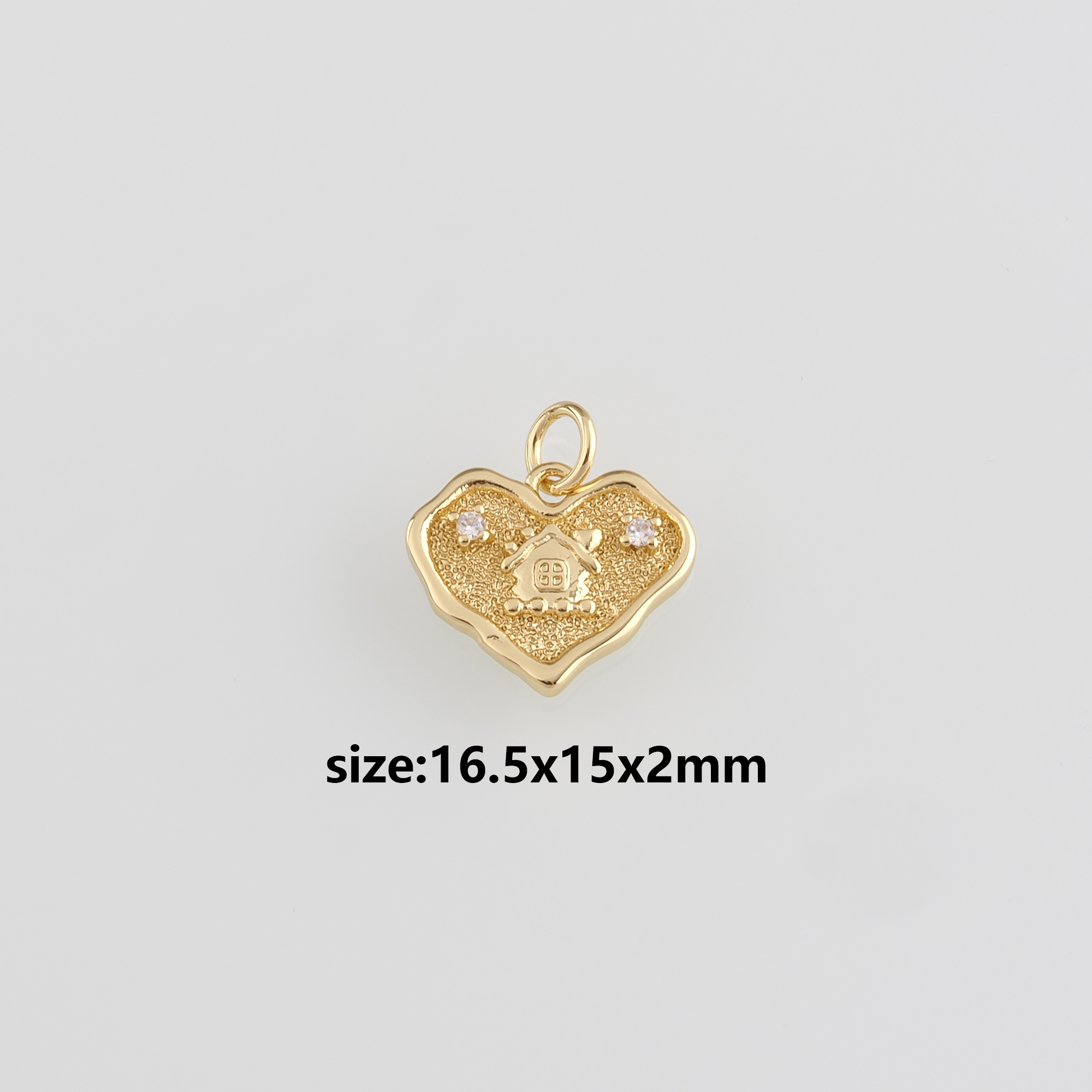 18K Gold Filled Heart Pendant,Heart Charm Earrings Necklace for DIY Jewelry Making Supply