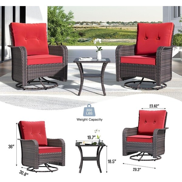 Patio Furniture Sectional Sofa Set,PE Rattan Swivel Rocking Chairs Patio Conversation Set