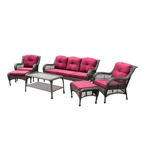 6piece Resin Wicker Patio Furniture Conversation Set with High Back