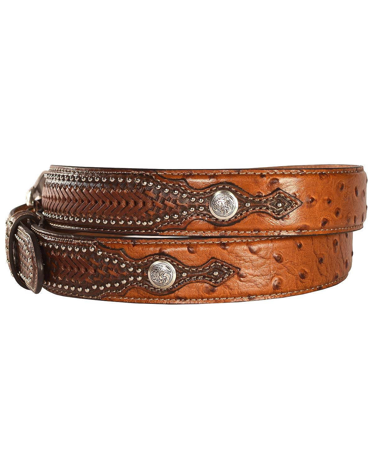 Nocona Western Belt Mens Leather Ostrich Overlay N2491808