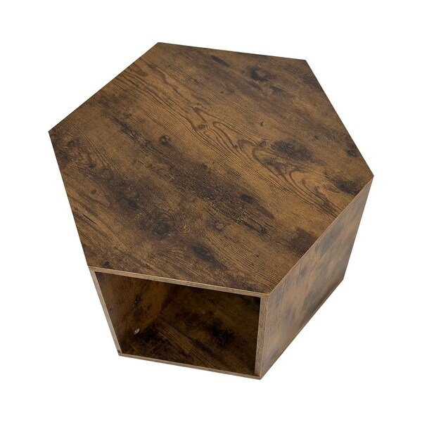 47.24'' Hexagonal Coffee Table Side Table Nightstand Antique Wood 2PCS