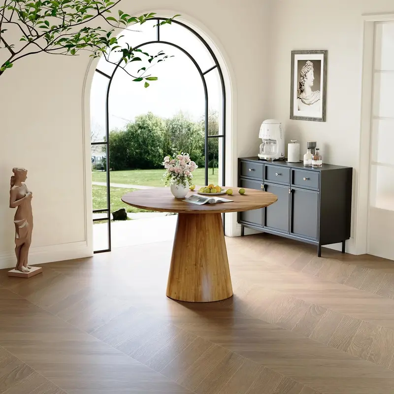 Space-Saving 45-Inch Round Wooden Dining Table – Compact Kitchen or Breakfast Nook
