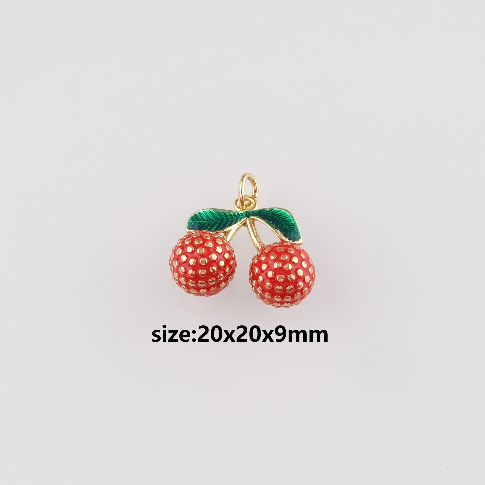 18K Gold Filled Cherry Pendant,Fruit Charm,Enamel Cherry Earrings Necklace for DIY Jewelry Making Supply