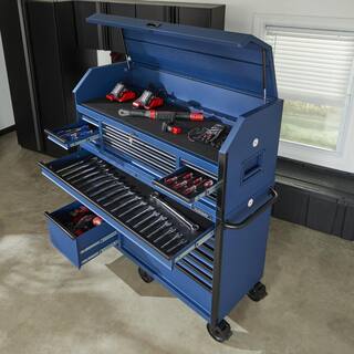 2026 Husky 56 in. W x 22 in. D Heavy Duty 23-Drawer Combination Rolling Tool Chest and Top Tool Cabinet Set in Matte Blue