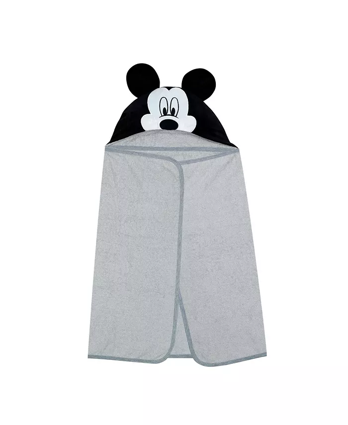 Lambs and Ivy Lambs  Ivy Disney Baby Mickey Mouse Gray Cotton Hooded Baby Bath Towel