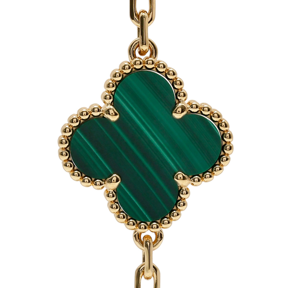 Van Cleef & Arpels Magic Alhambra 3 Motifs Earrings 18K Yellow Gold Malachite VCARO2AG00