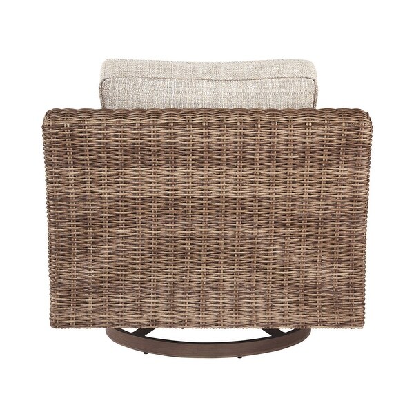 Signature Design by Ashley Beachcroft Handwoven Wickerlook Swivel Chair