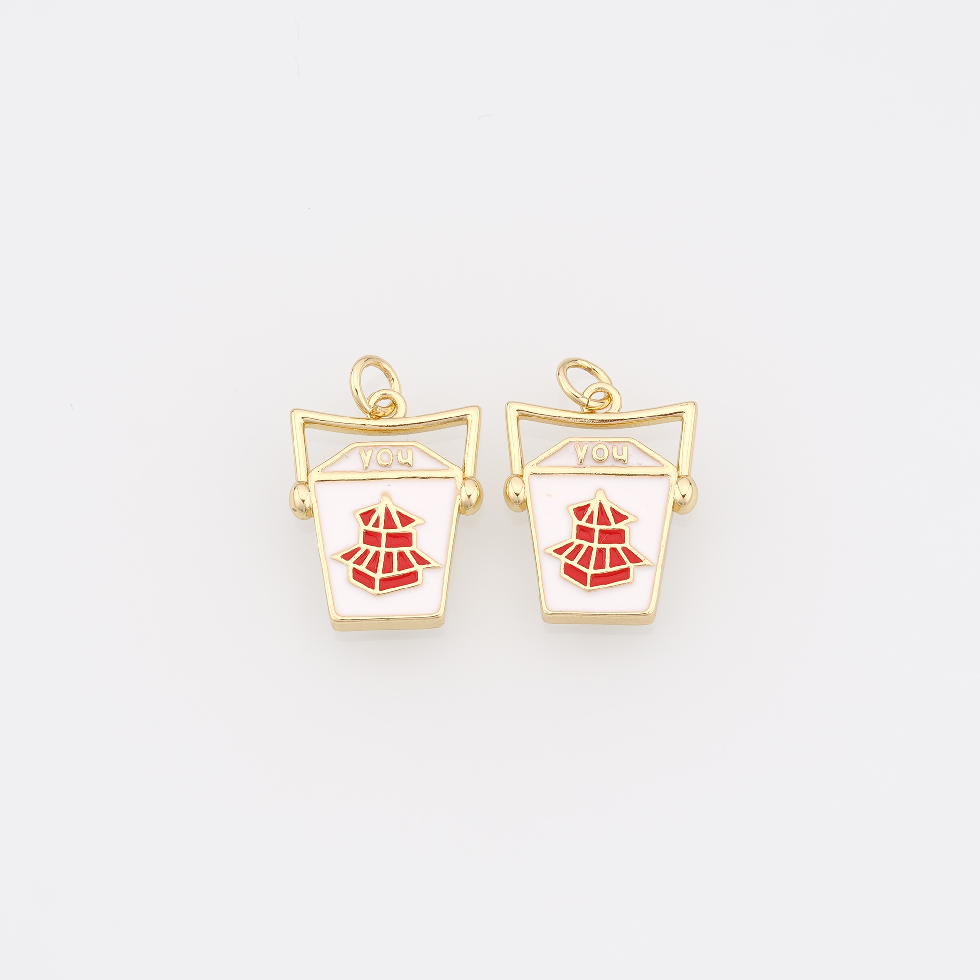 18K Gold Filled Bucket Pendant,Enamel Bucket Charm Earrings Necklace for DIY Jewelry Making Supply