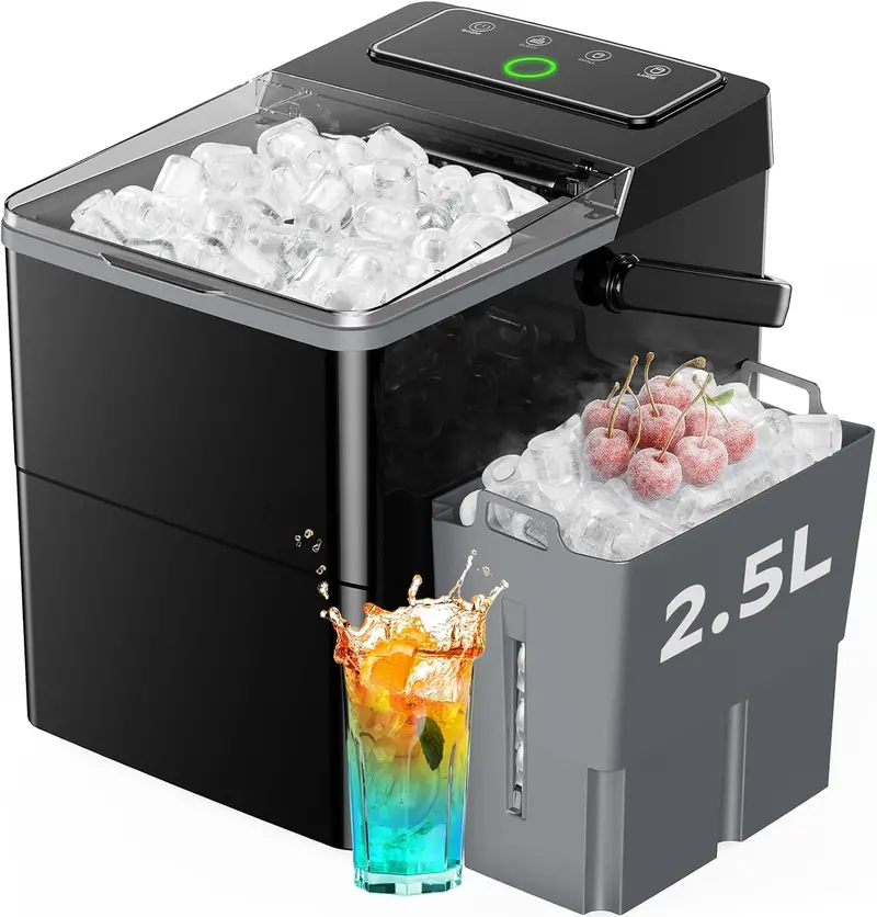Silonn Countertop Ice Machine – 26 lbs/Day, 9 Bullet Cubes in 6 Minutes, Two Ice Sizes & Auto-Cleaning