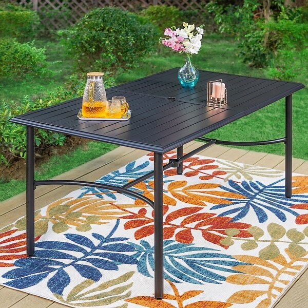 7Piece Patio Dining Set,6 Highback Textilene Cspring Chairs and 1Metal Table
