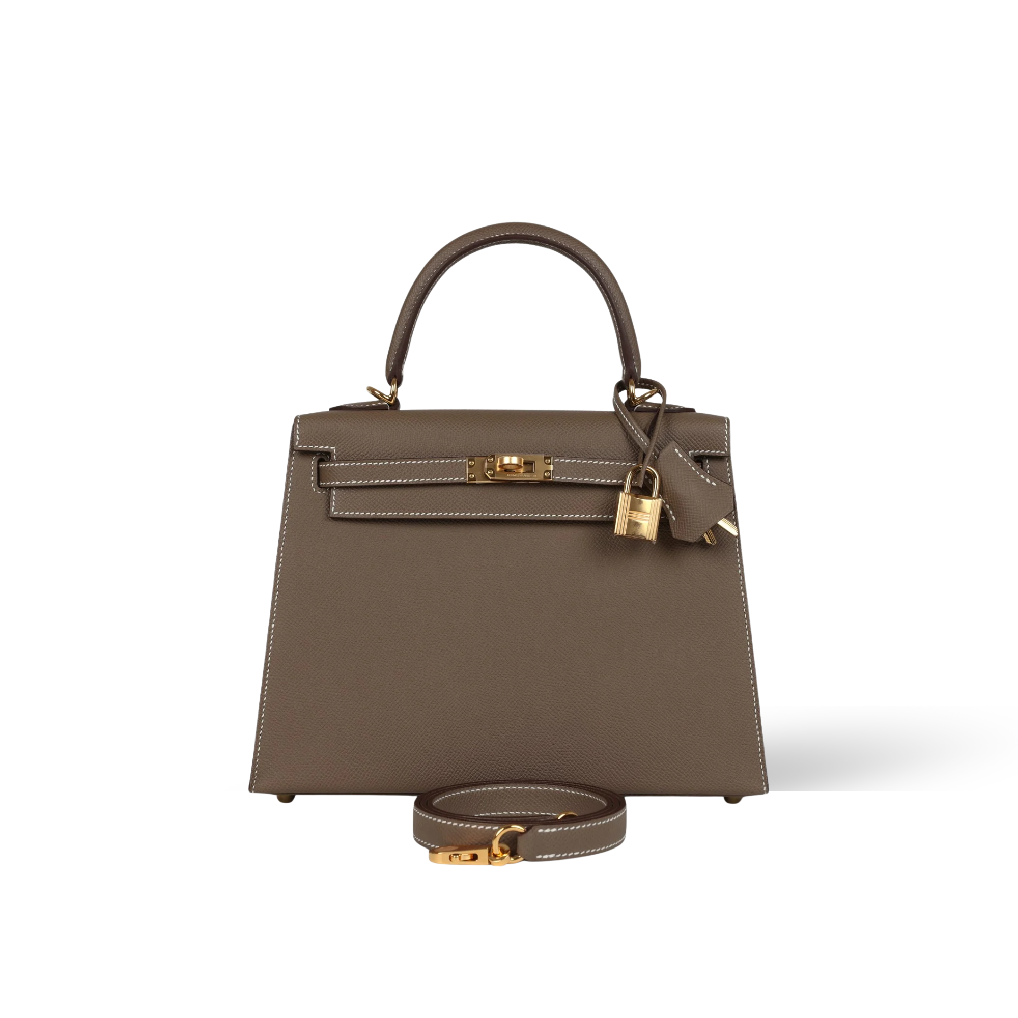 Hermes Kelly 25 Bag In Golden Etoupe Epsom Leather For Women 25cm/10in