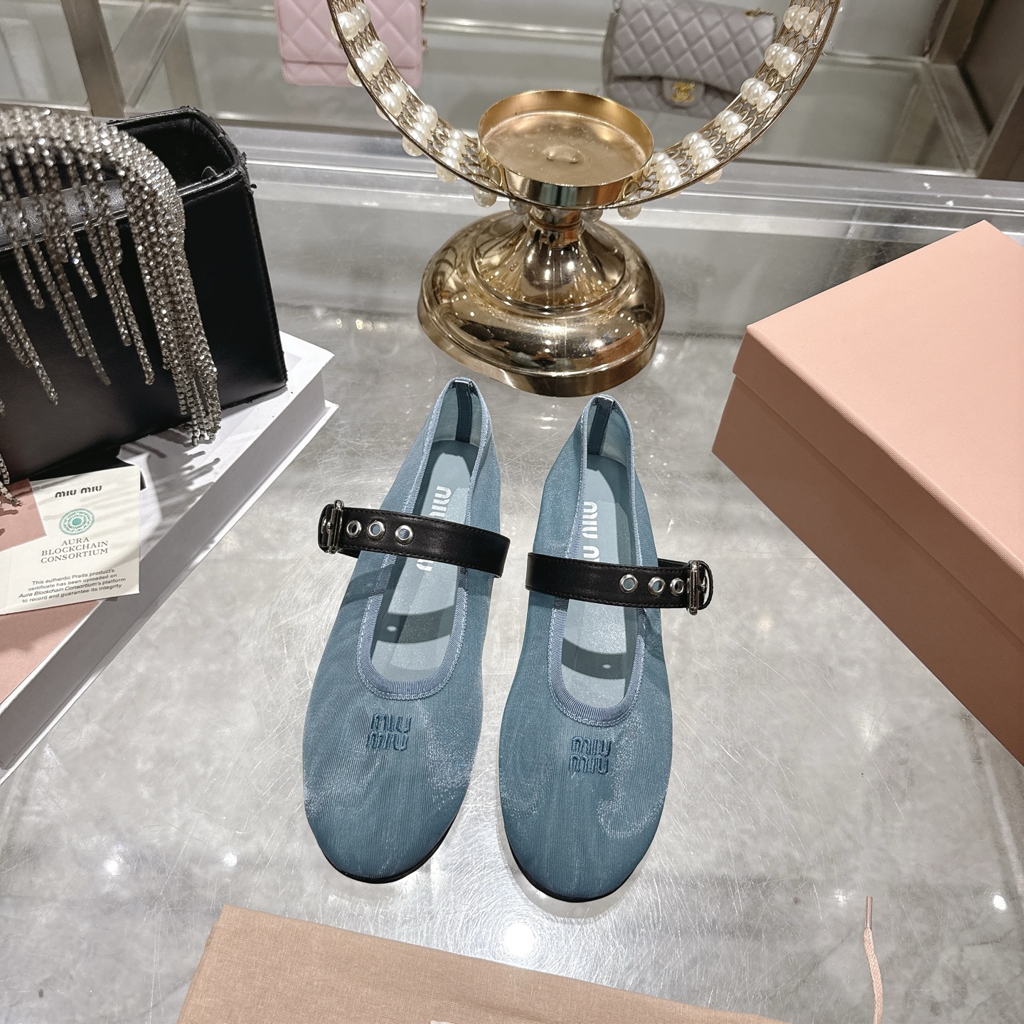 Miu Miu Mary Jane Ballet Style Mesh Dance Shoes - cnluxepick