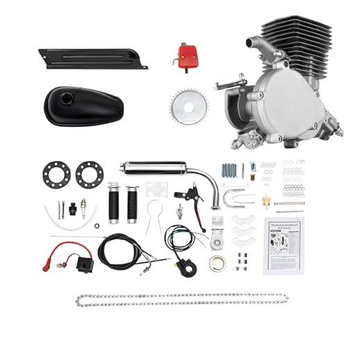 Bicycle Gasoline Engine Motor Kit, 110CC Motorized Bike Kit Foot Pedal Air Cooling 2 Stroke Engine CDI Ignition Power 3Kw/6000r/Min Maximum Speed 55Km/H/34.155 Mph for Most 26
