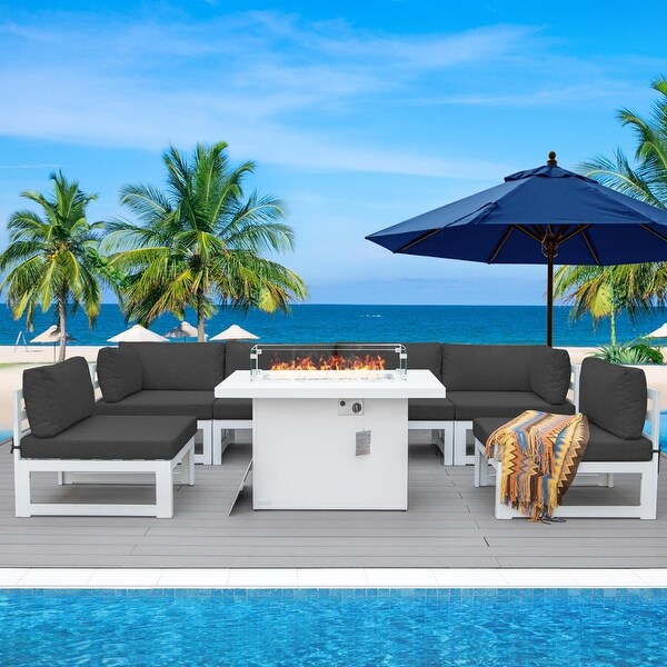Nicesoul White Aluminum Modern Patio Furniture Sectional Sofa Set with Cushion