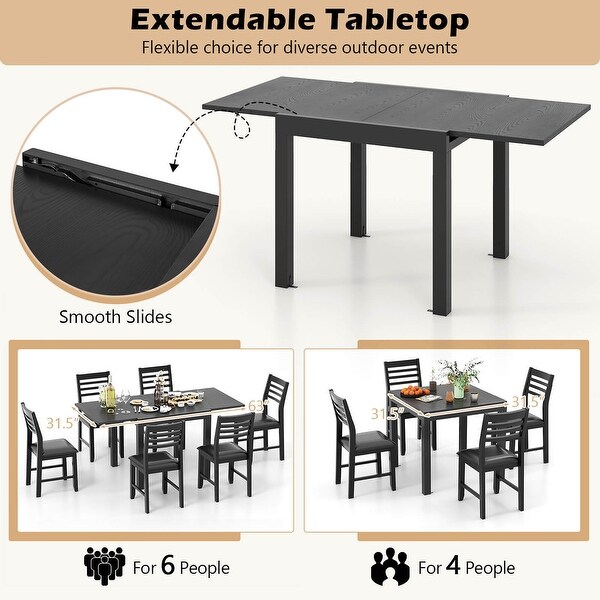 Gymax Patio Expandable Dining Table 31.5''63'' Adjustable Rectangular