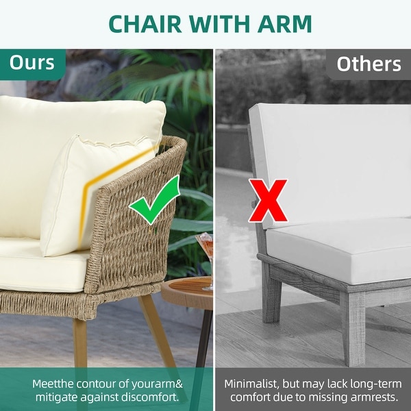 Moasis Wicker Patio Loveseat with Cushion