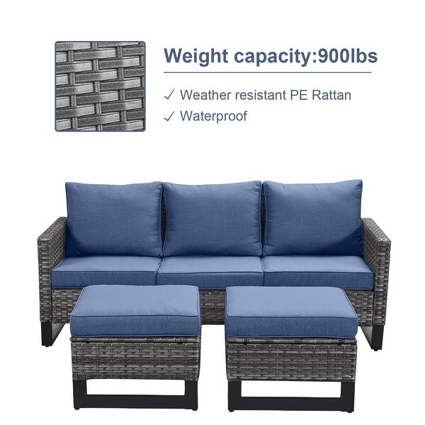 PE Wicker Sofa Rocking Chair Ottoman Set of 9