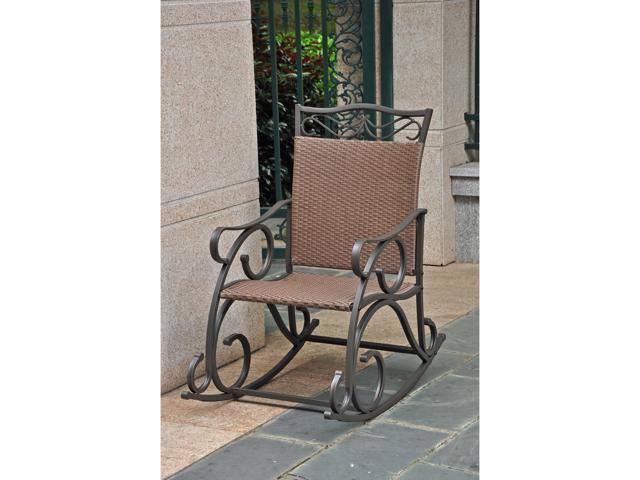 International Caravan Valencia Resin Wicker Steel Rocking Chair - Antique Brown