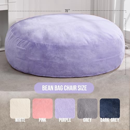 Hobestluk 3ft Bean Bag Chairs for Adults Large Beanbag Chair with Plush Faux Fur Cover Big Bean Bag Chair for Living Room Bedroom Dorm Office - Grey (36” x 36” x 22”)