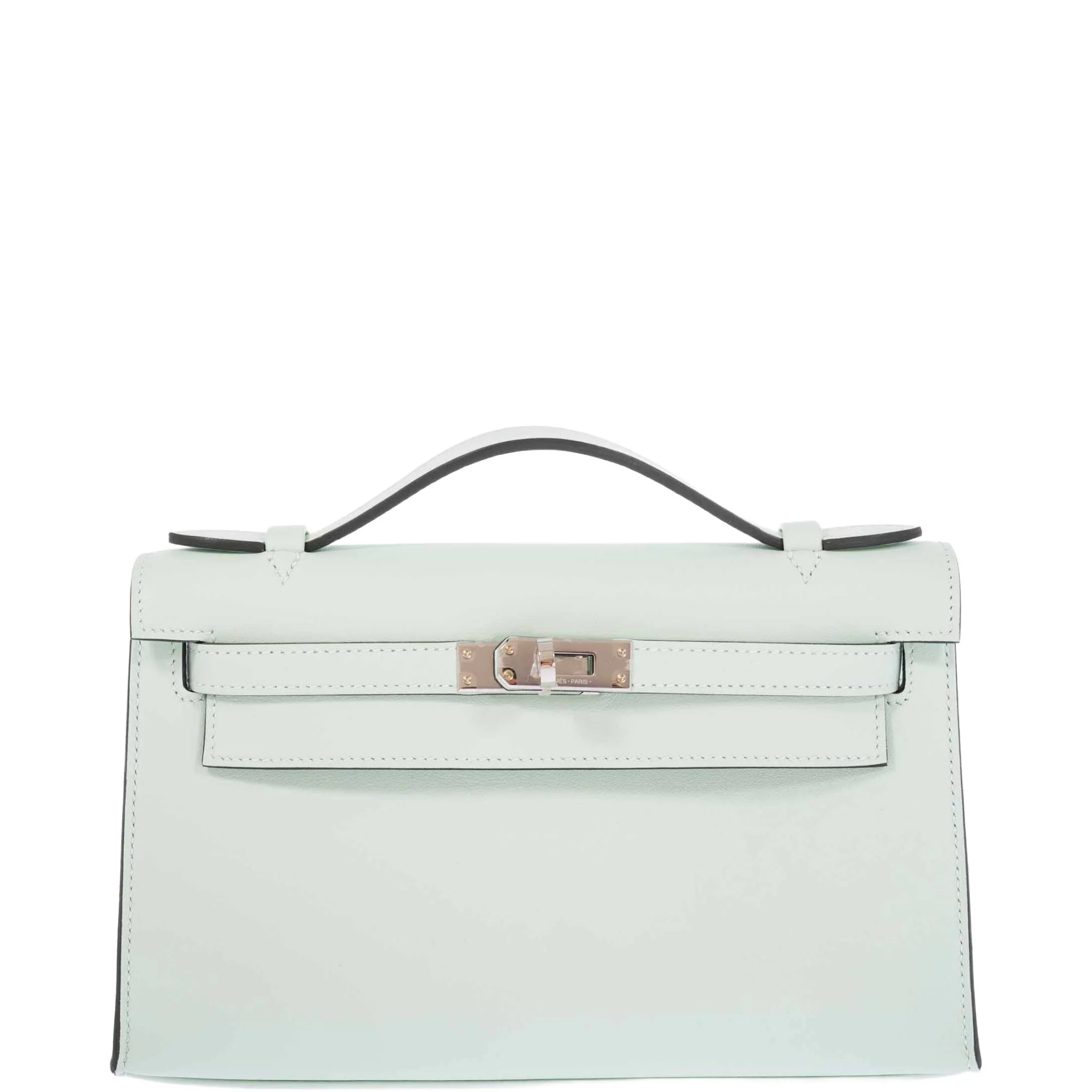 Hermès Kelly Mini Pochette Vert Peppermint Swift Palladium Hardware