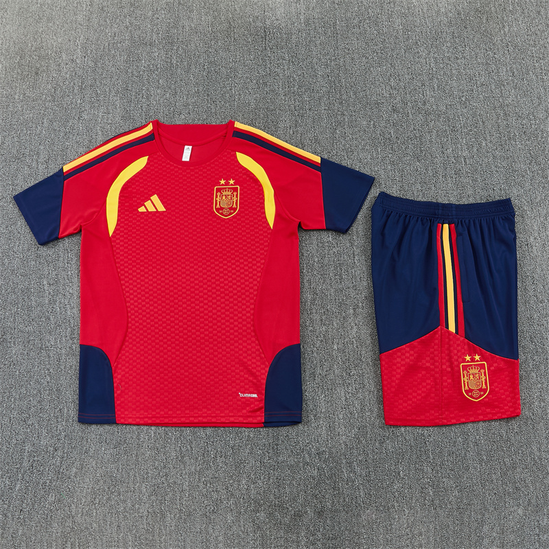 Spain Short Sleeves Training Suit Red-Two Stars