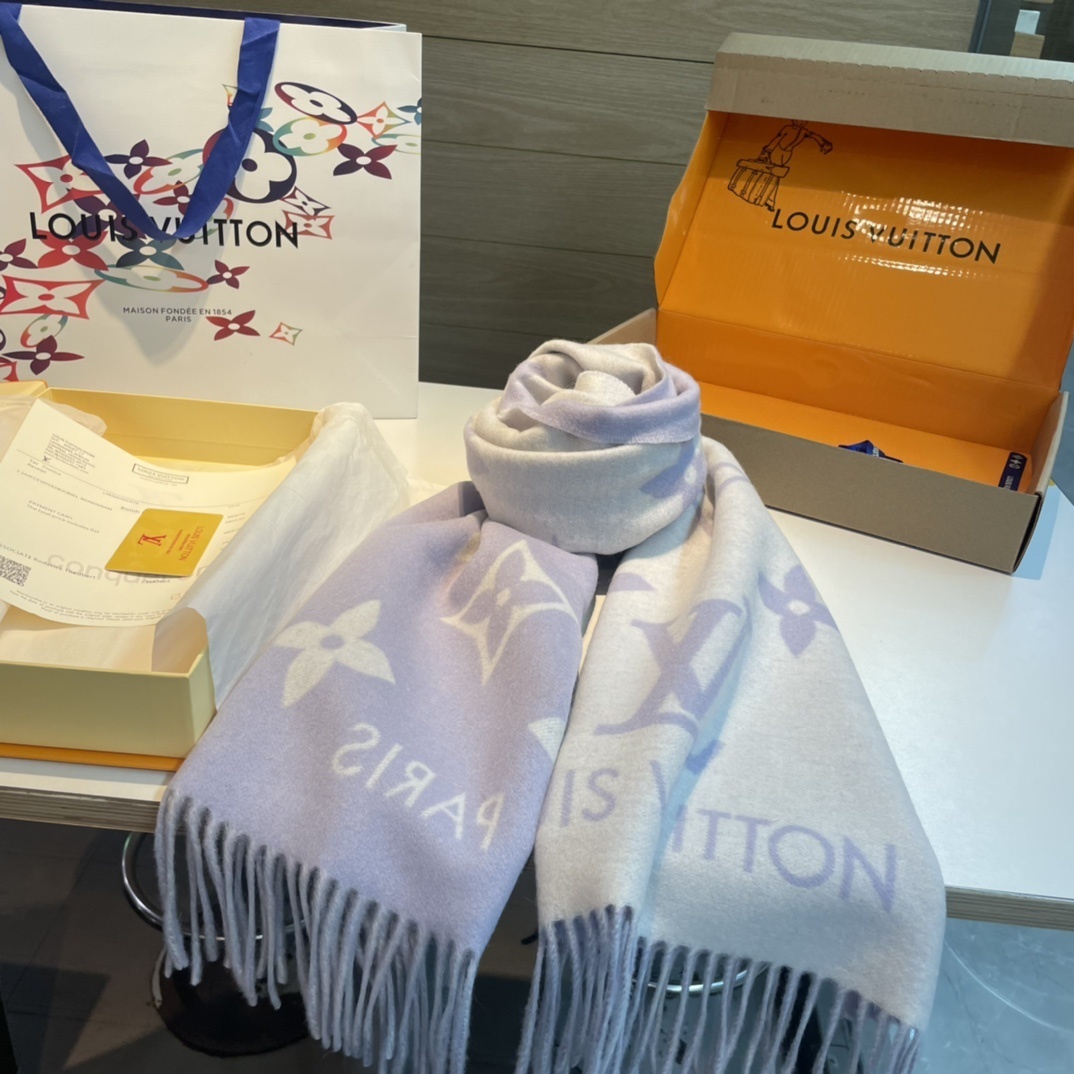 Louis Vuitton Monogram Giant Purple Scarf For Women 170cm