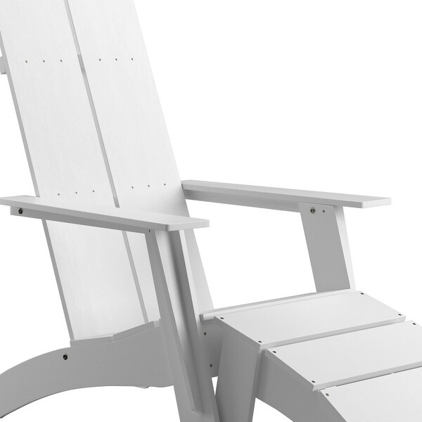 Modern AllWeather Dual Slat Adirondack Style Chair with Footrest