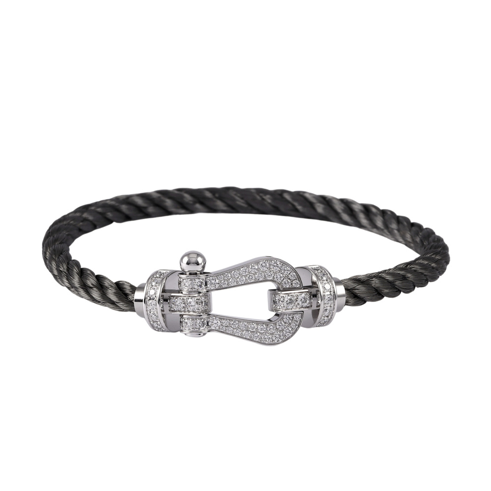 FRED Force 10 Lm Bracelet 18K White Gold & Stainless Steel Diamond 0B0050-6B0239