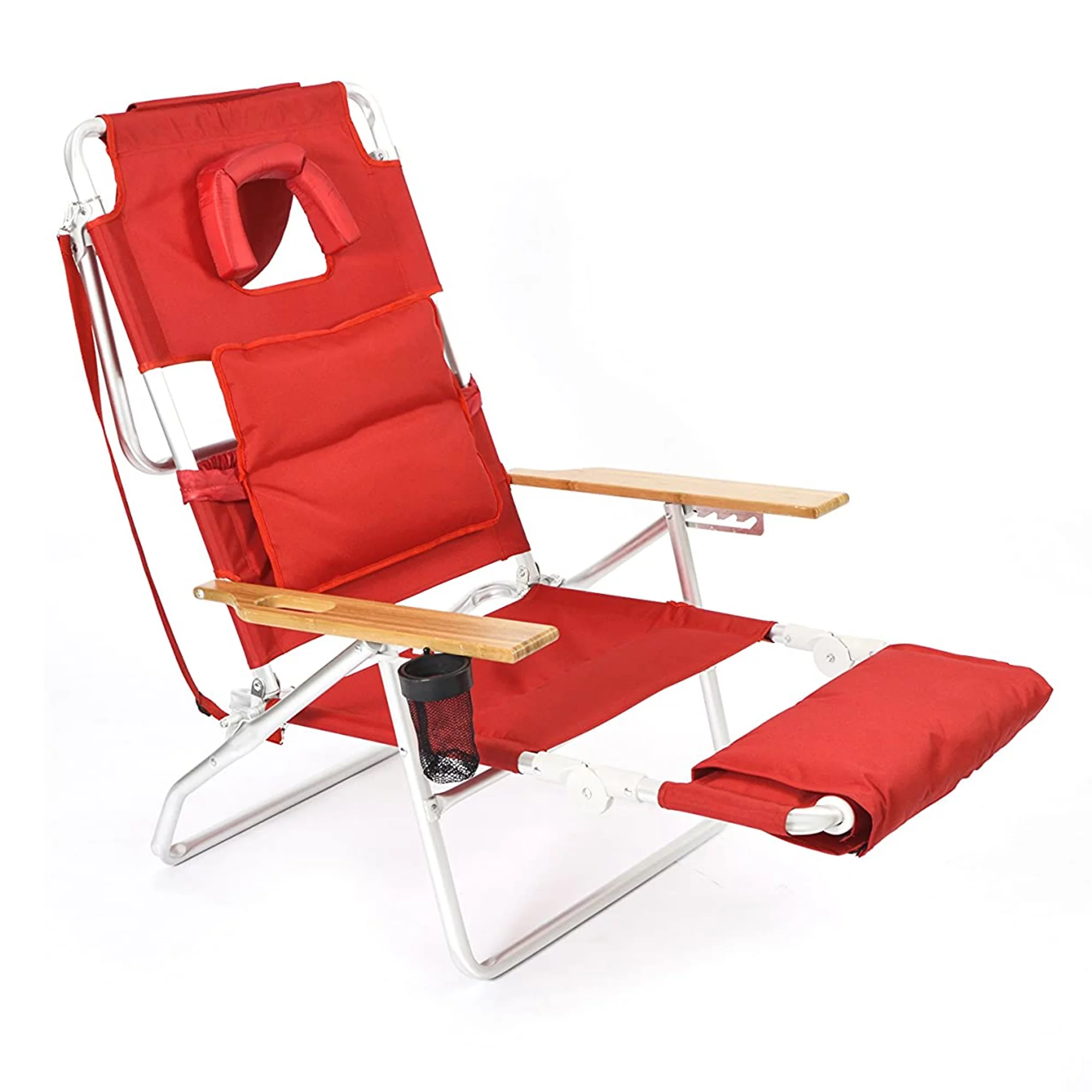 Ostrich Deluxe 3N1 Padded Sports Chair with Footrest, Red (3 Pack)