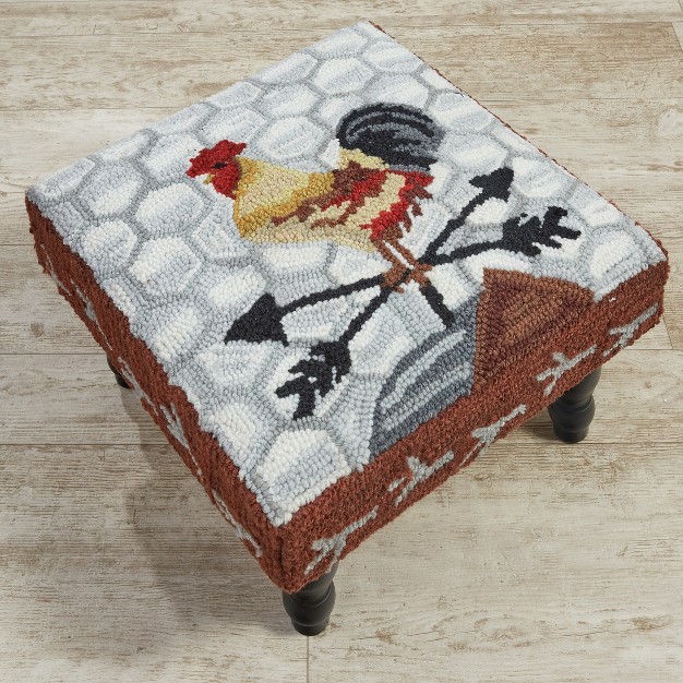 Park Designs Break Of Day Rooster Hooked Stool