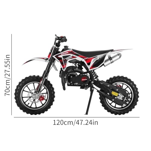 50cc Dirt Bike for Adults & Kids-Kids Dirt Bike 2-Stroke Gas Powered Off Road Motorcycle Mini Bikes with Speeds up to 40 MPH for Uphill and Off-Road Conditions Pull Start ﻿ Green
