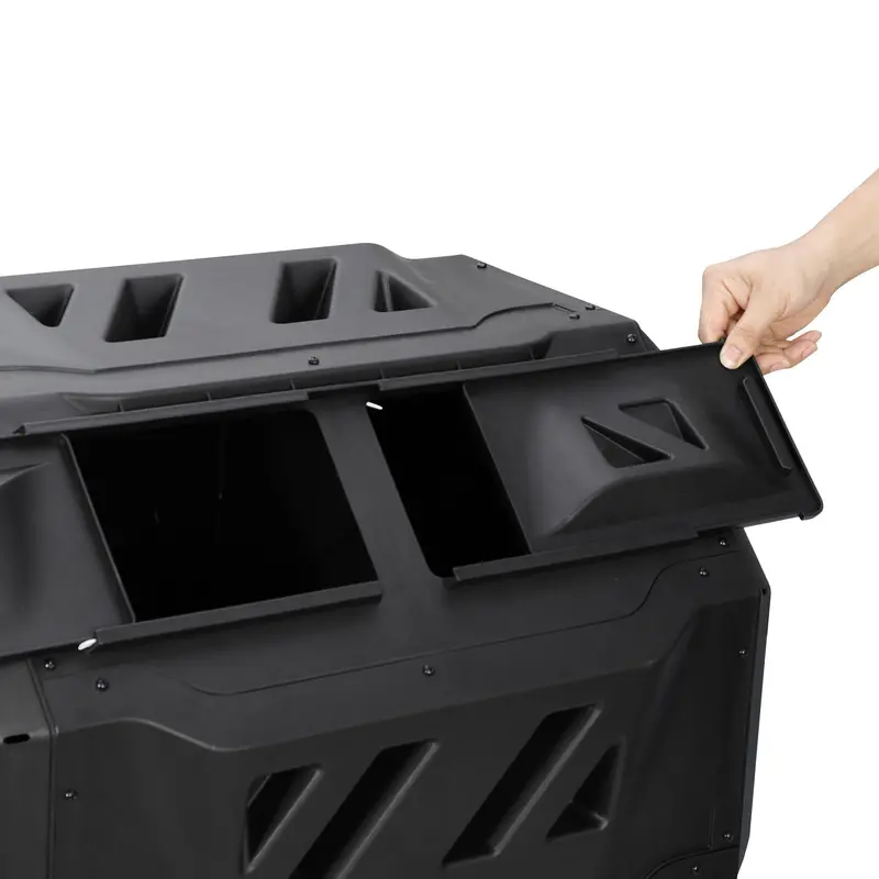 ZenSports 43Gal Outdoor Compost Tumbler Bin – Dual Chambers, Sliding Doors, Black,