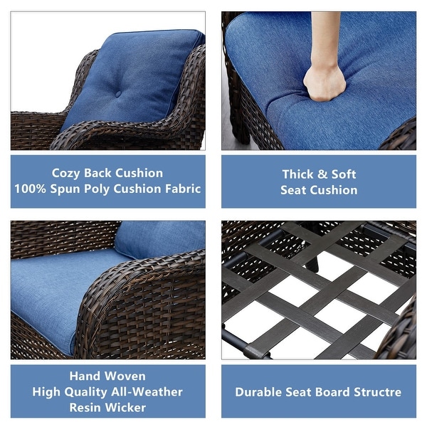 Pocassy 5Piece Patio Furniture Set with Ottomans