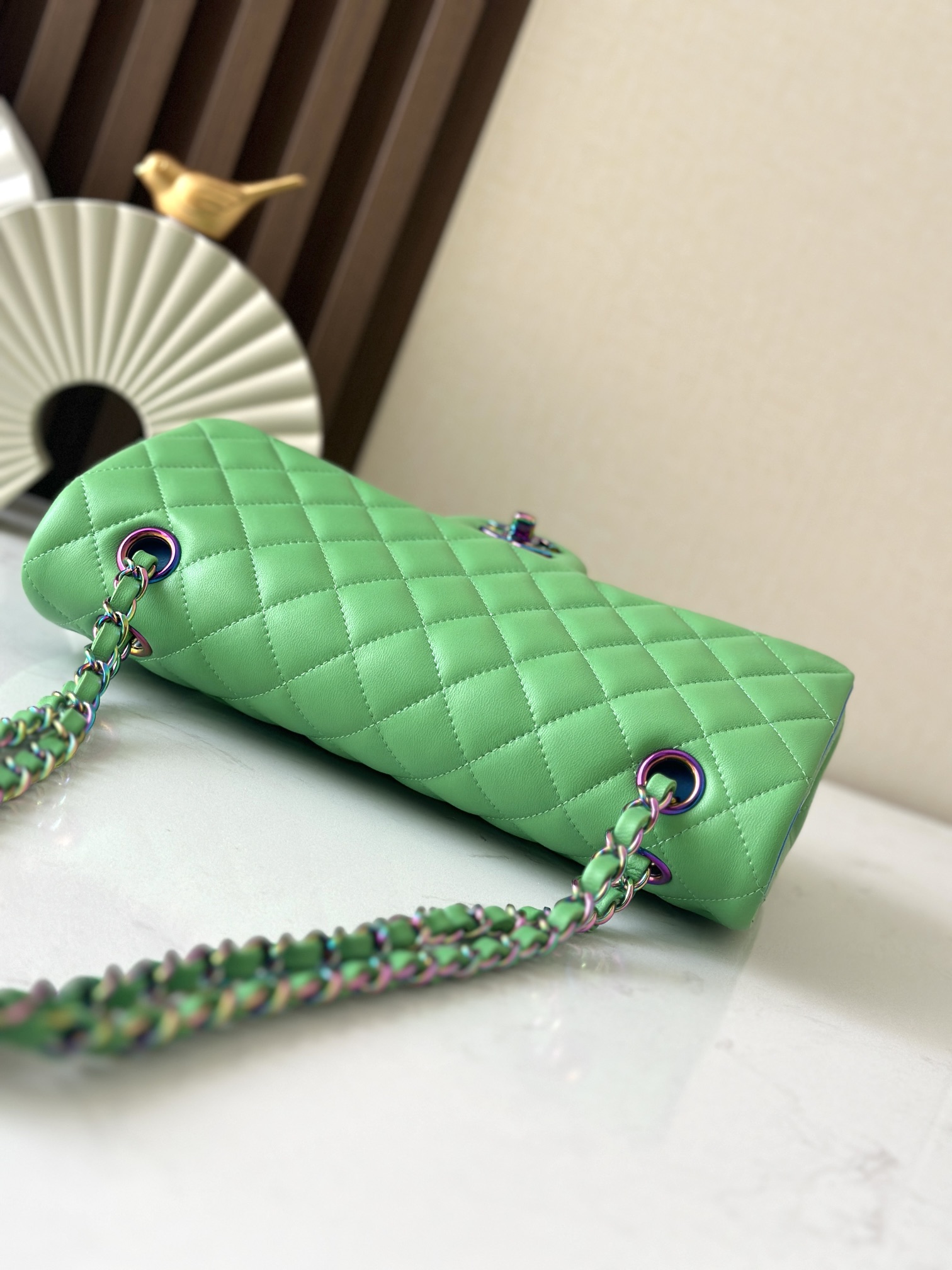 Chanel Green and Blue Chain Bag Top-Tier Version - cnluxepick