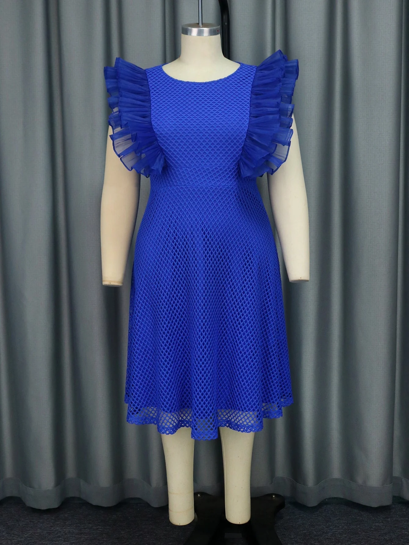 Elegant Mesh Midi Dress | Ruffled Sleeve Party DressClistos