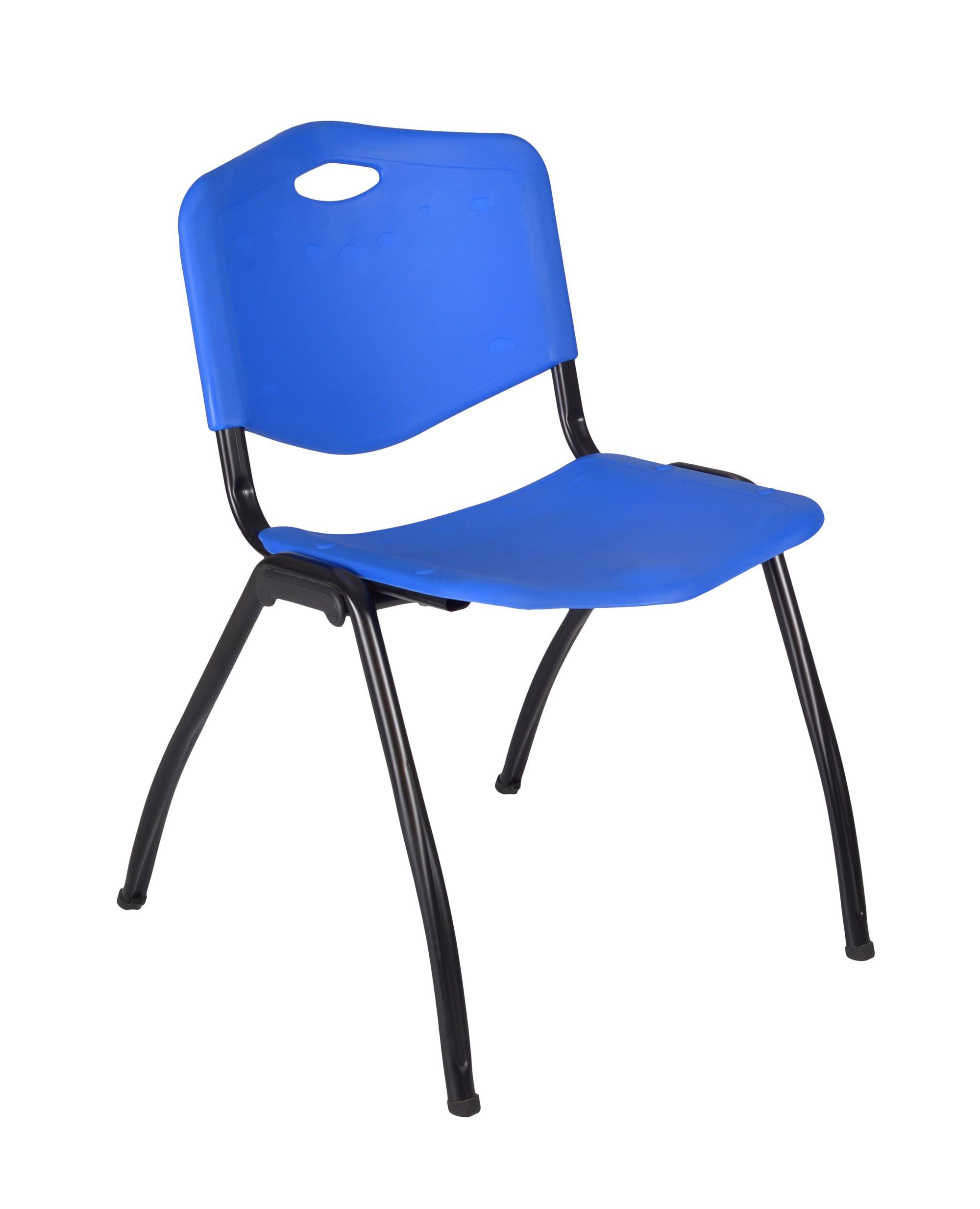 Regency Cain 84x22 x 24x22 Training Table- Mahogany u0026 3 &M& Stack Chairs- Blue