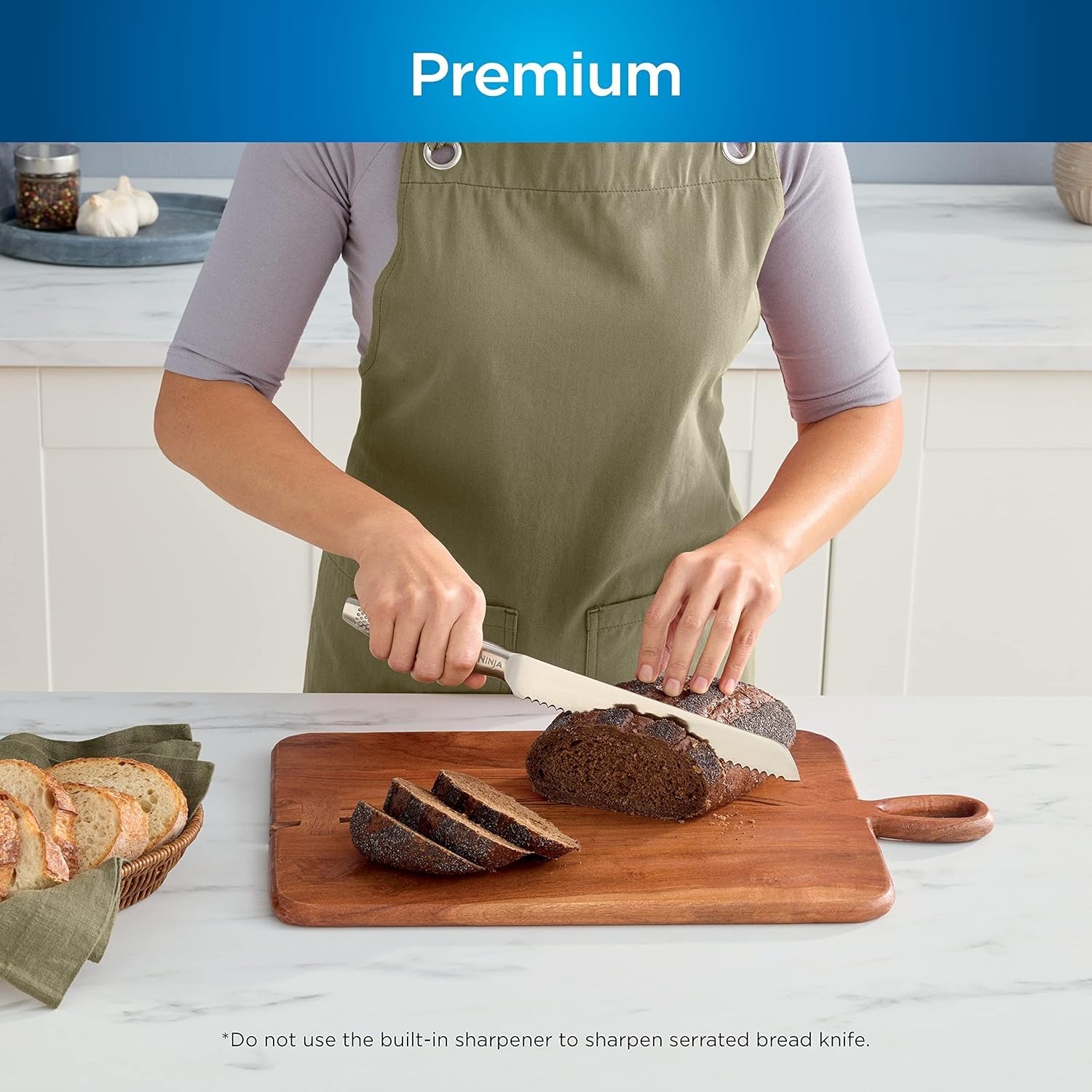 Premium 12-Piece German Stainless Steel Knife System with Built-in Sharpener, Stainless Steel/Black