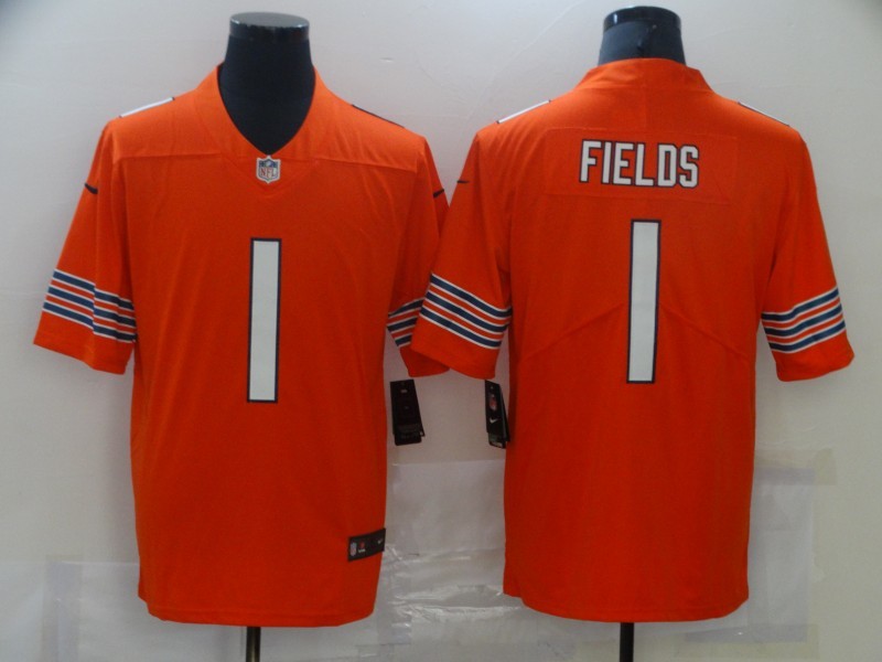 Men's Chicago Bears Justin Fields #1 Orange Player Game Jersey