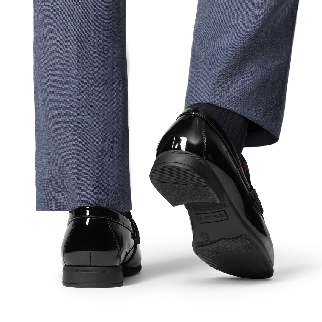 Boy's Tuxedo Patent Classic Velvet Loafers