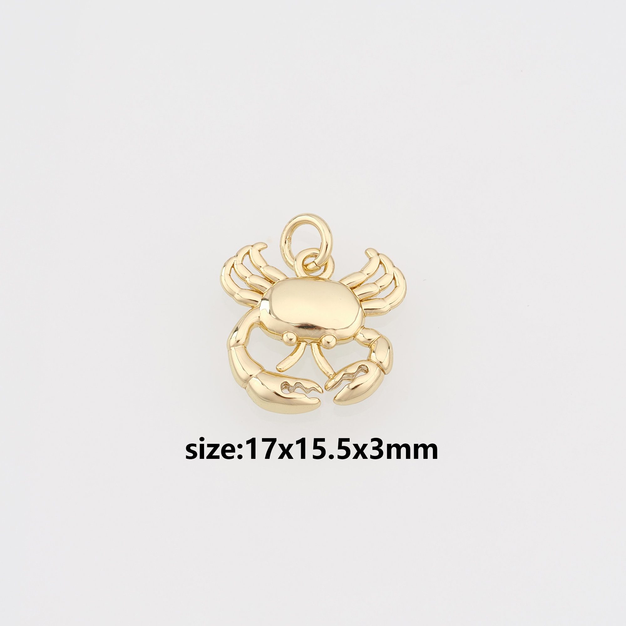 18K Gold Filled Crab Pendant,Cancer Charm Earrings Necklace for DIY Jewelry Making Supply