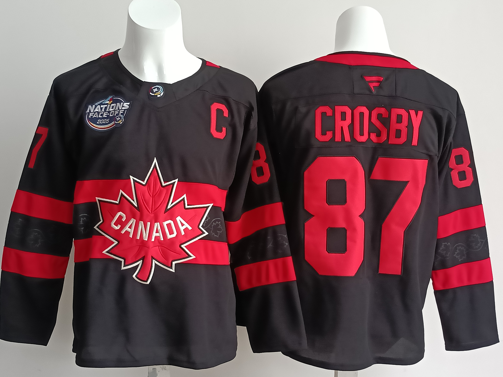 Men's Canada 2025 4 Nations Face-Off Sidney Crosby #87 Fanatics Black Player Jersey