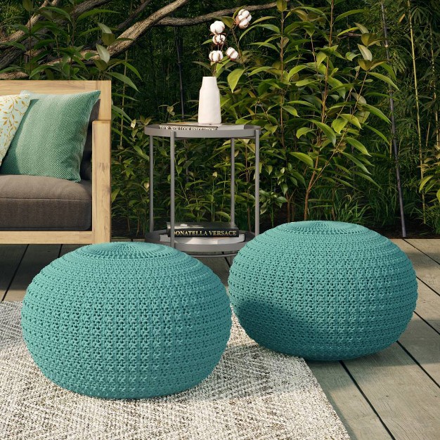 Holloway Round Knitted Pet Polyester Pouf Wyndenhall