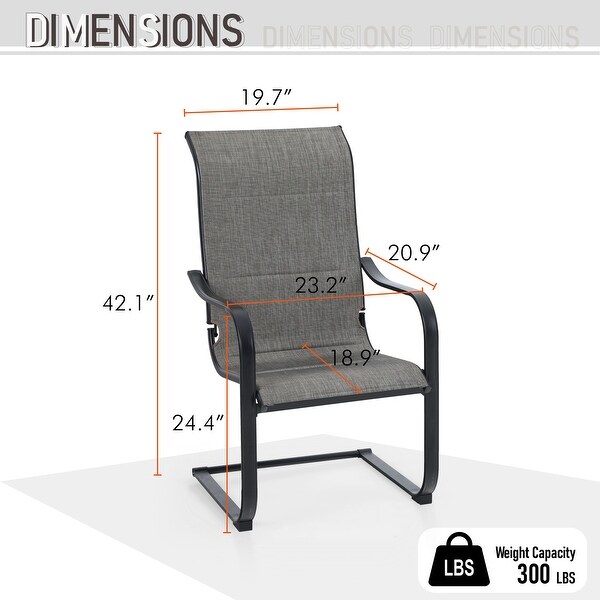 7Piece Patio Dining Set,6 Highback Textilene Cspring Chairs and 1Metal Table