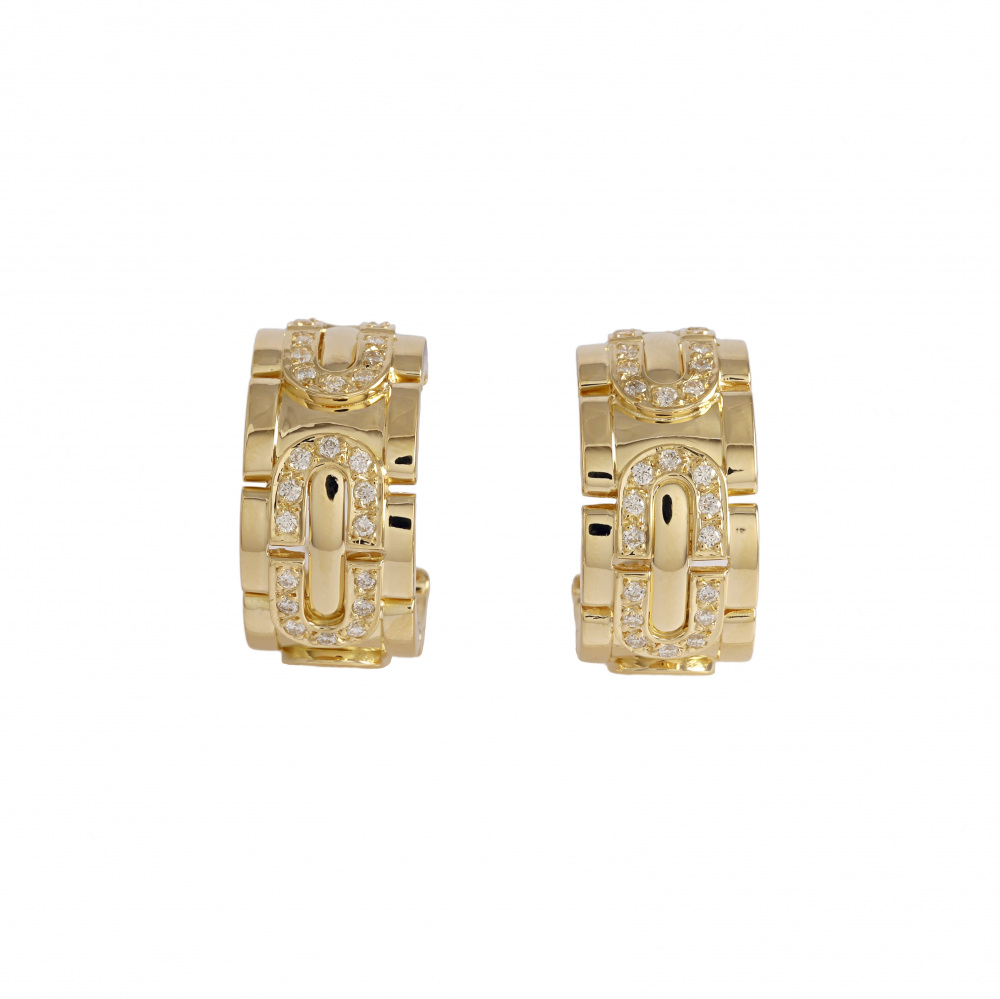Cartier Panthère Art Deco Earrings 18K Yellow Gold Diamond