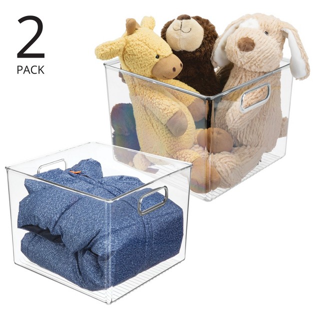Mdesign Plastic Stackable Storage Organizer Container Bin With Handles