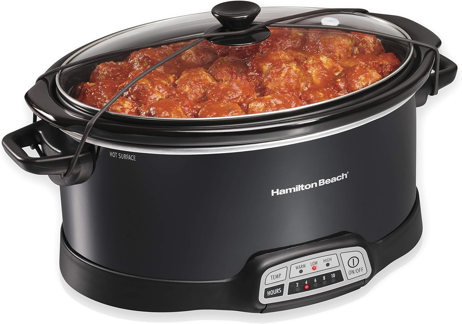 Portable 7-Quart Programmable Slow Cooker with Bowl Scraper, Stainless Steel